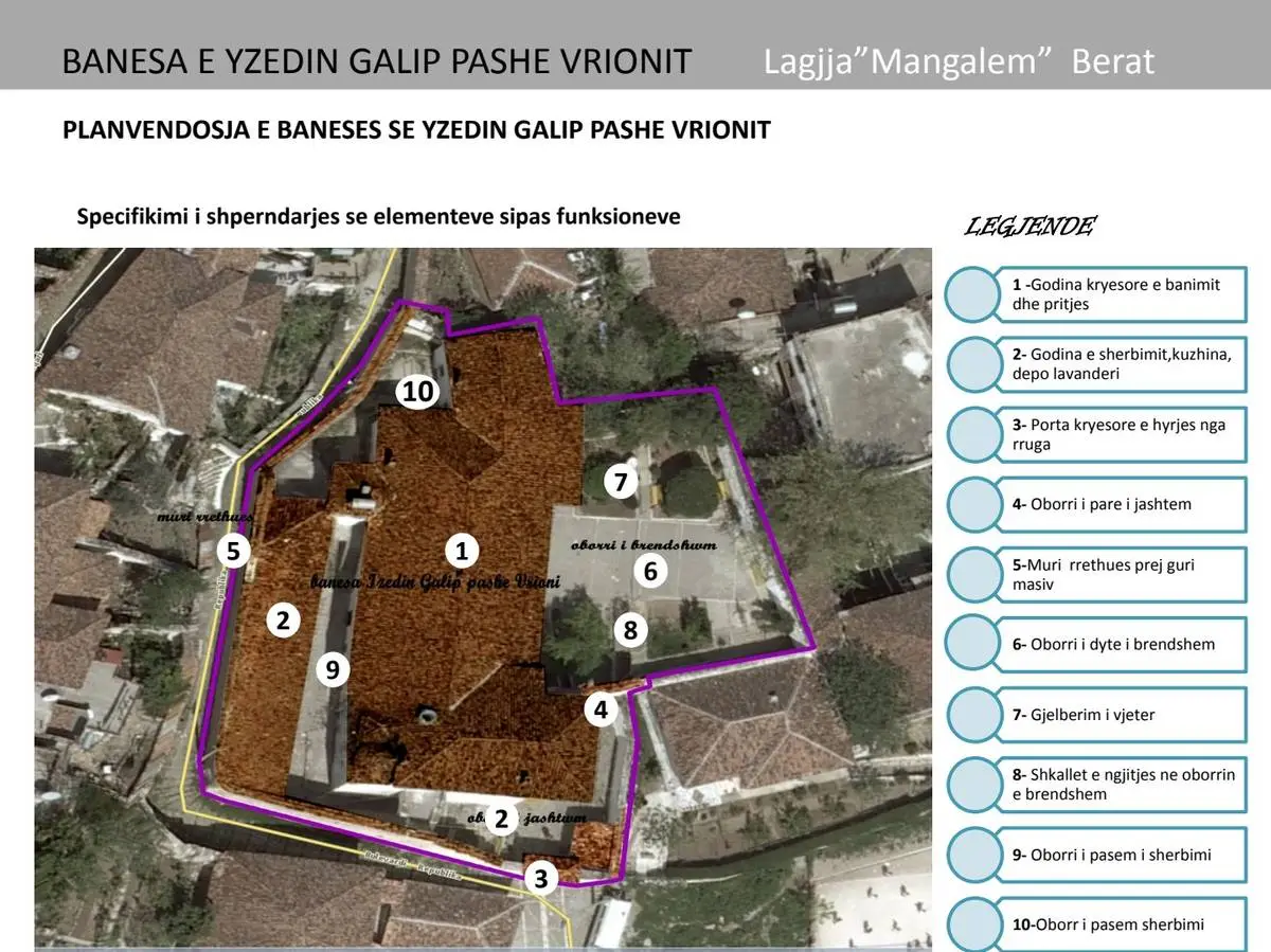 Vila Vrioni compound aerial satellite view with site boundaries