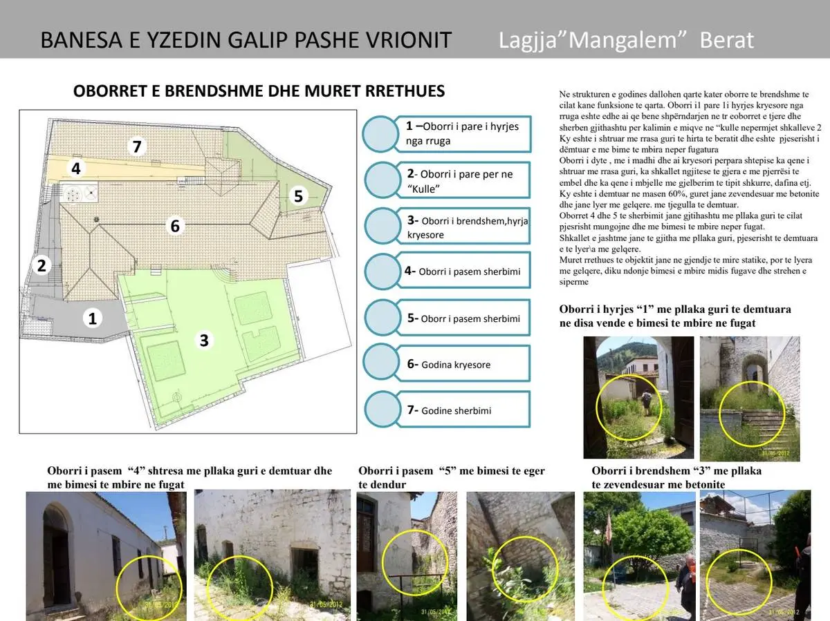 Courtyard plan with condition survey photos